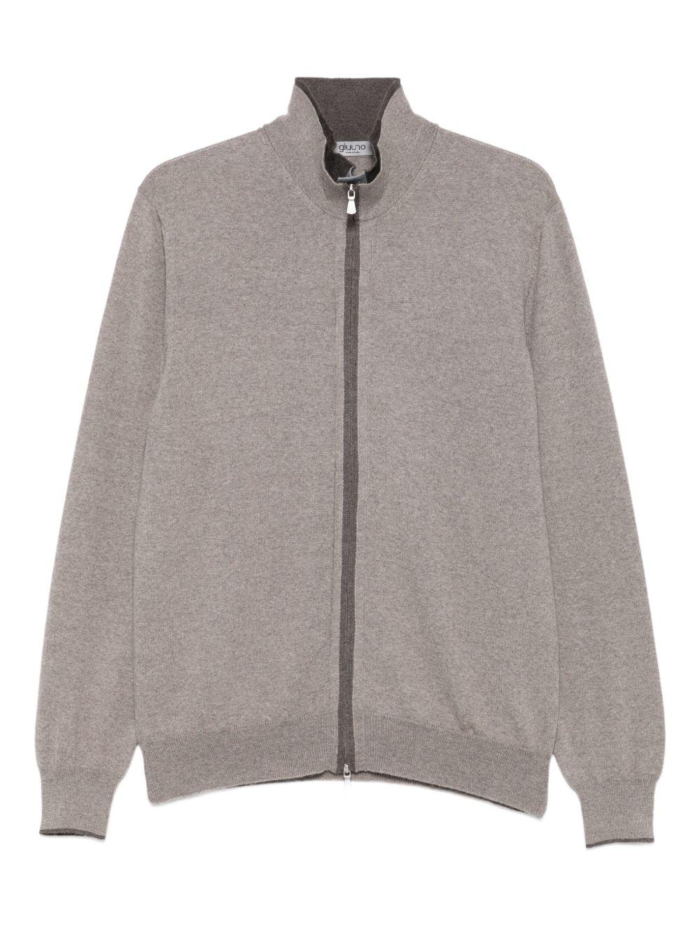 Cardigan con zip tortora 