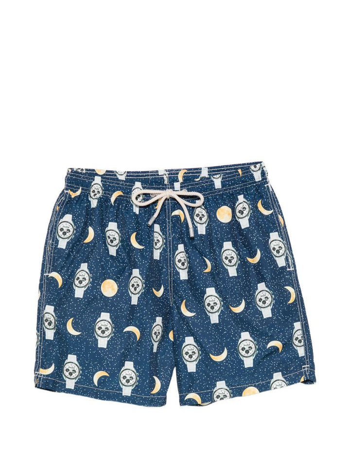 Costume da bagno blu navy con stampa all-over 