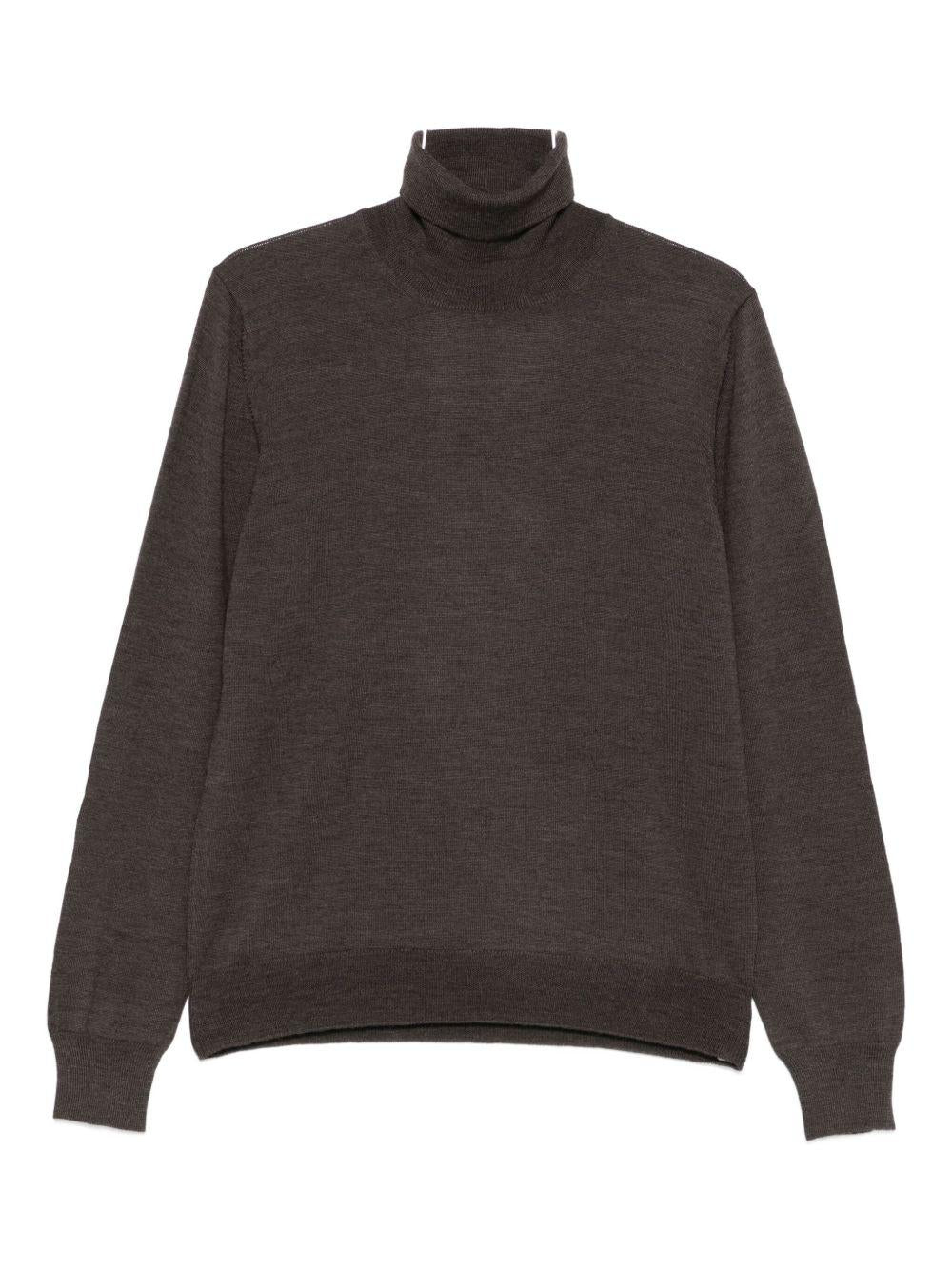 Maglione in lana a collo alto marrone 
