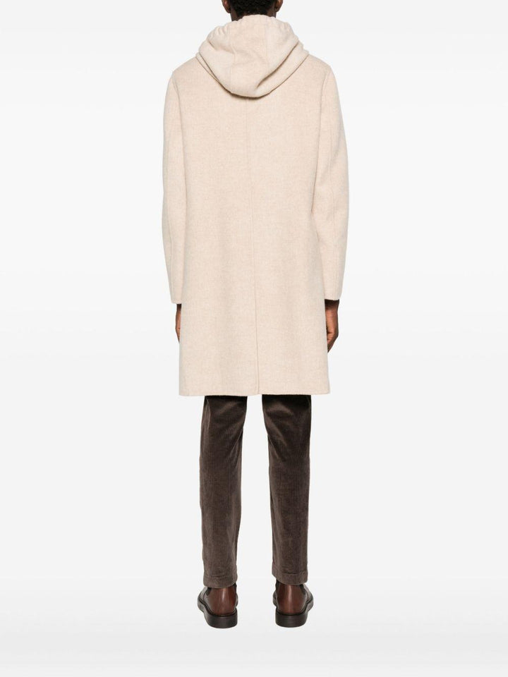 Cappotto beige chiaro con cappuccio 