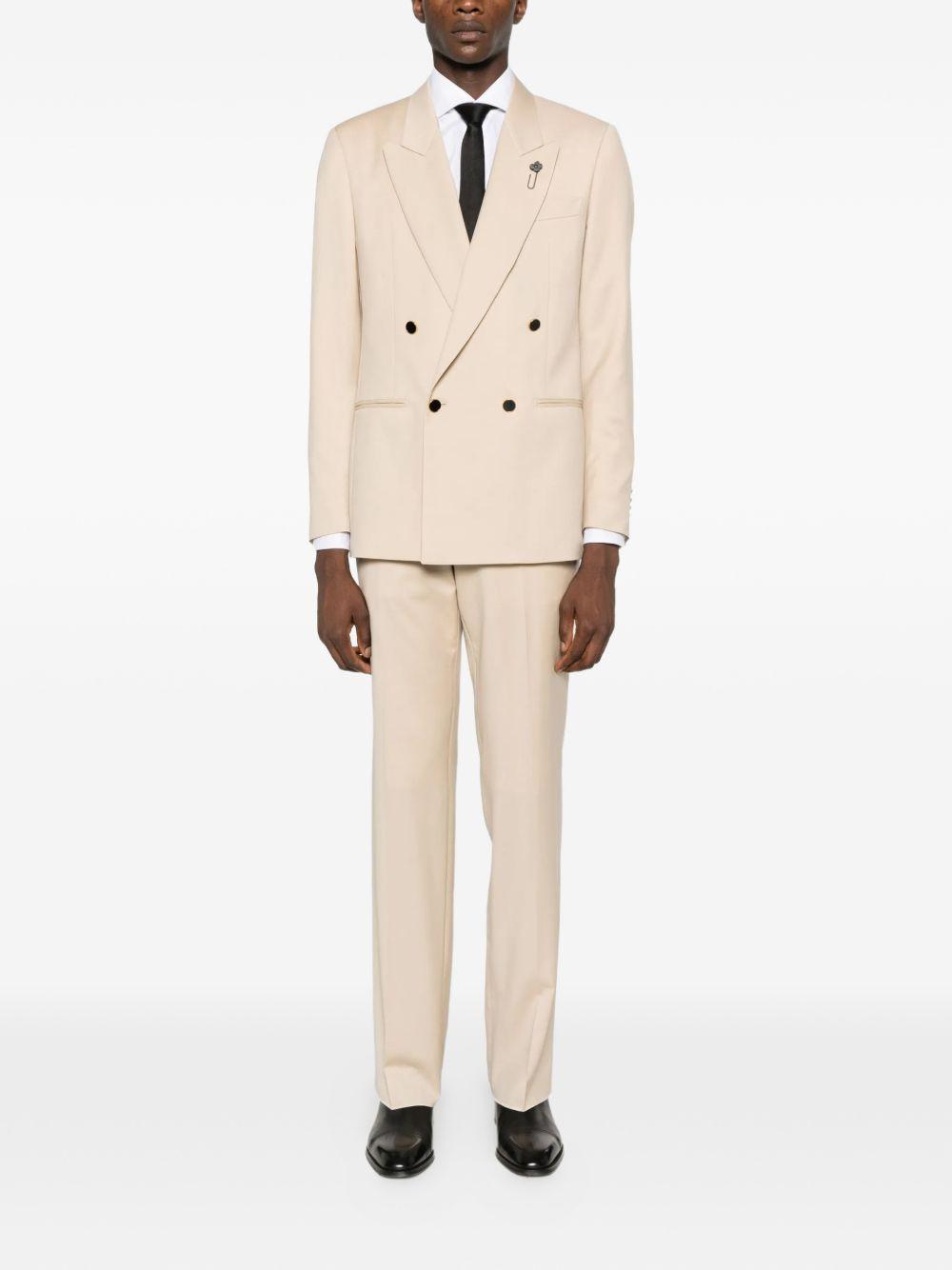Blazer Beige Doppiopetto con rever a lancia 
