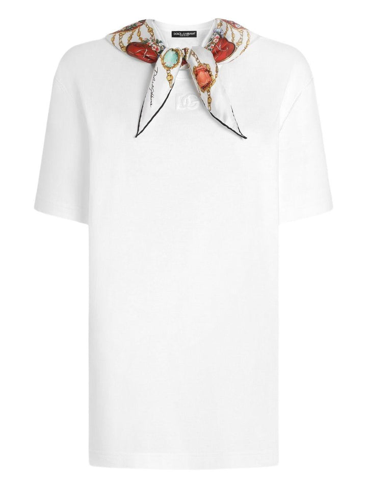 T-shirt con dettaglio foulard e logo 