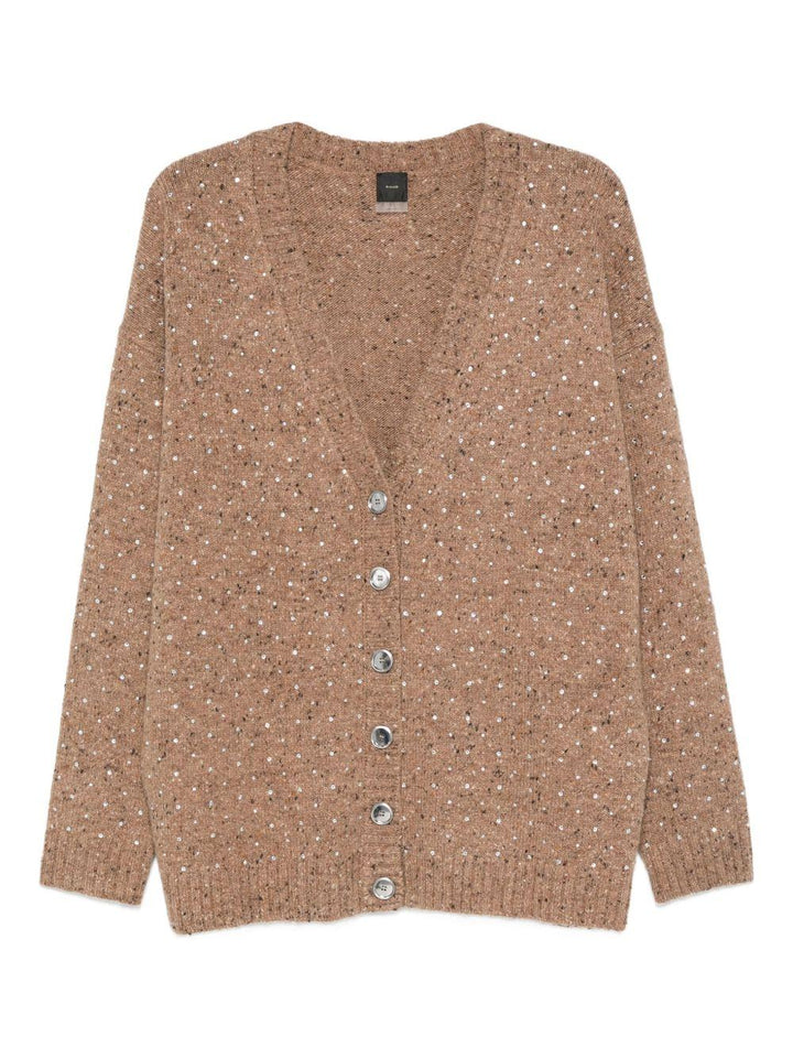 Cardigan crop con strass 
