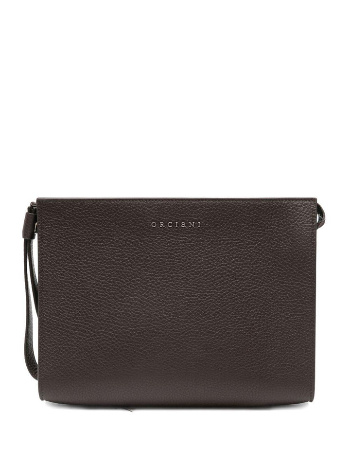Clutch marrone in pelle 