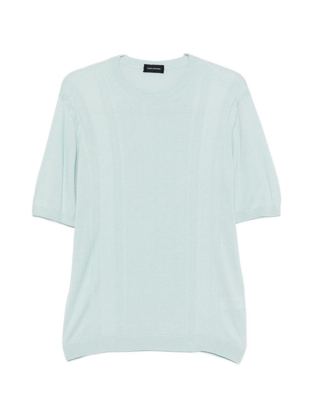 T-shirt in maglia fine turchese 