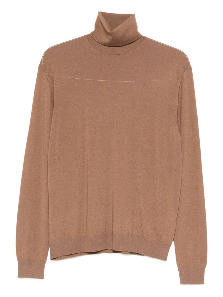 Maglione beige a collo alto 