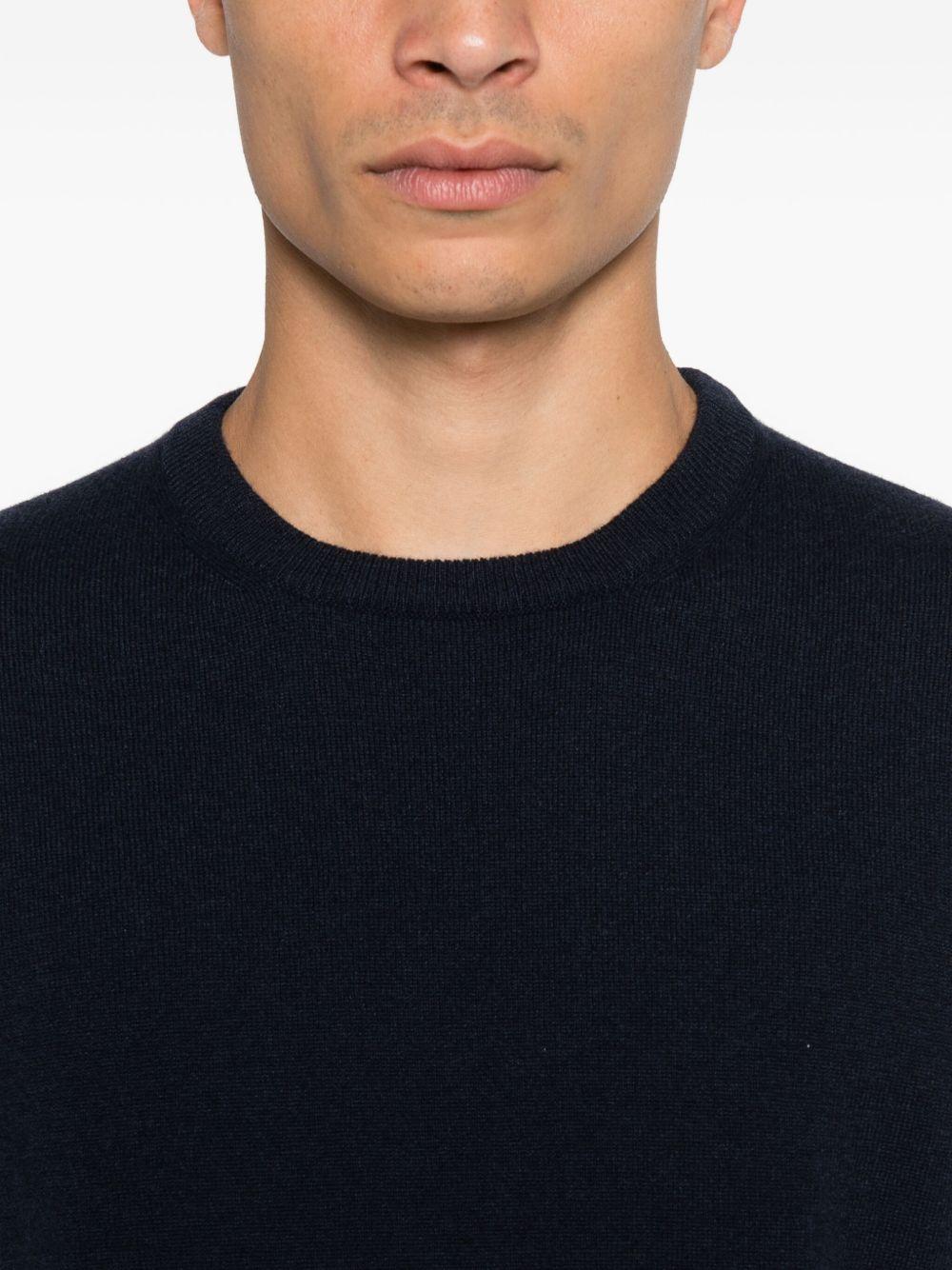 Maglione girocollo blu scuro in cashmere