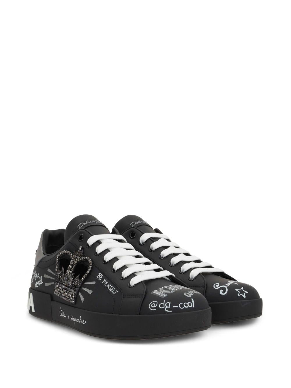 Sneaker Portofino nera crown 