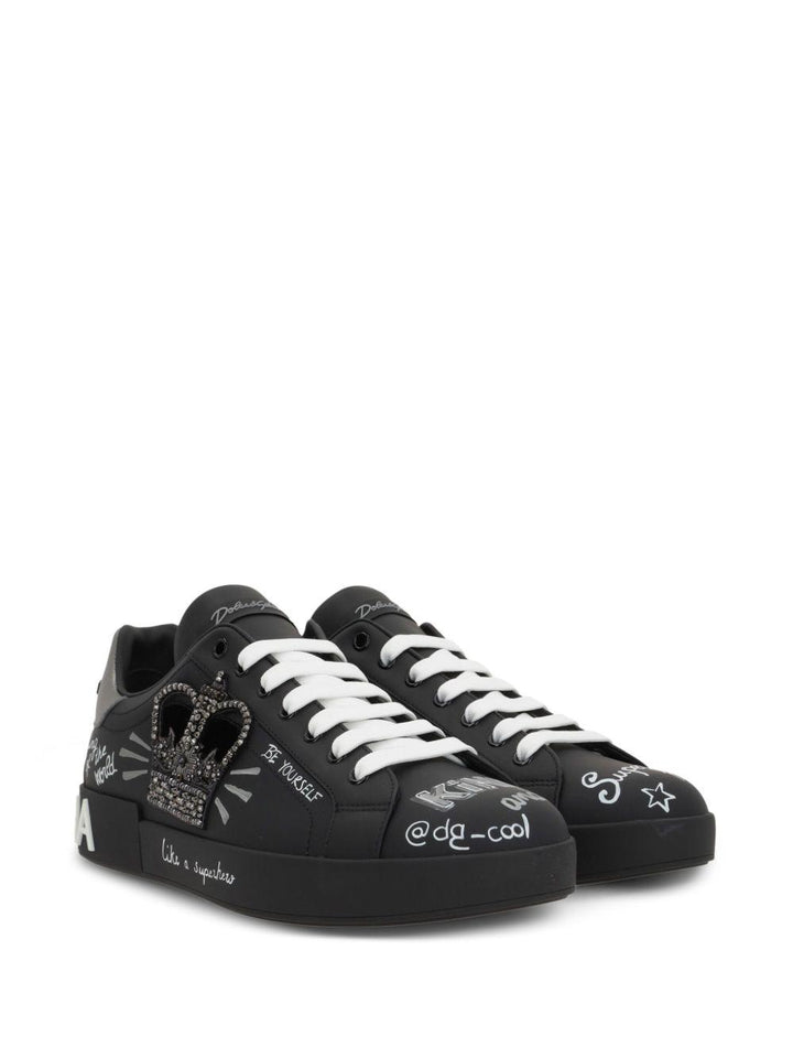 Sneaker Portofino nera crown 