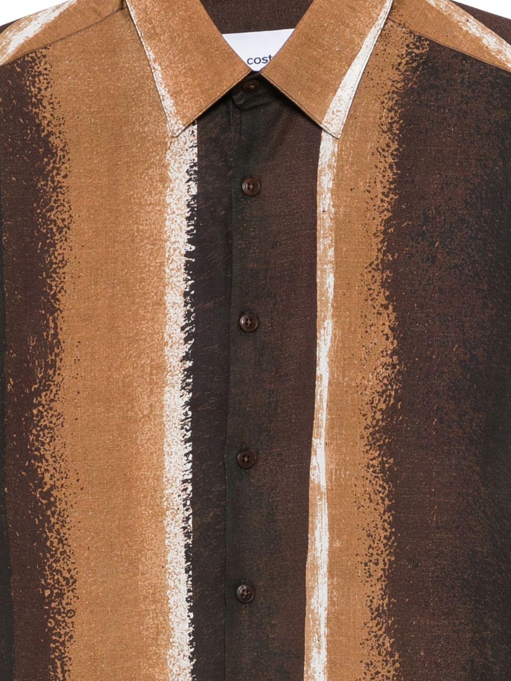 Camicia a righe marrone/nero in lyocell 