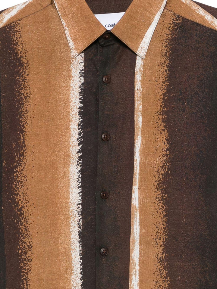 Camicia a righe marrone/nero in lyocell 