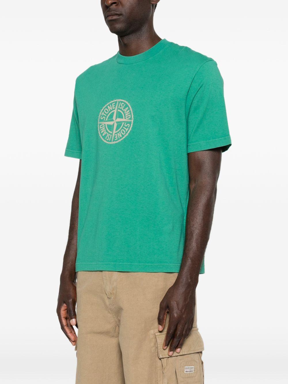T-shirt malachite con stampa logo 