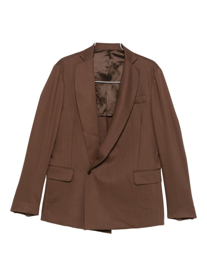Giacca marrone con revers a scialle 