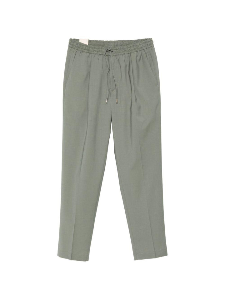 Pantaloni Wimbledons verde oliva con coulisse e pieghe 