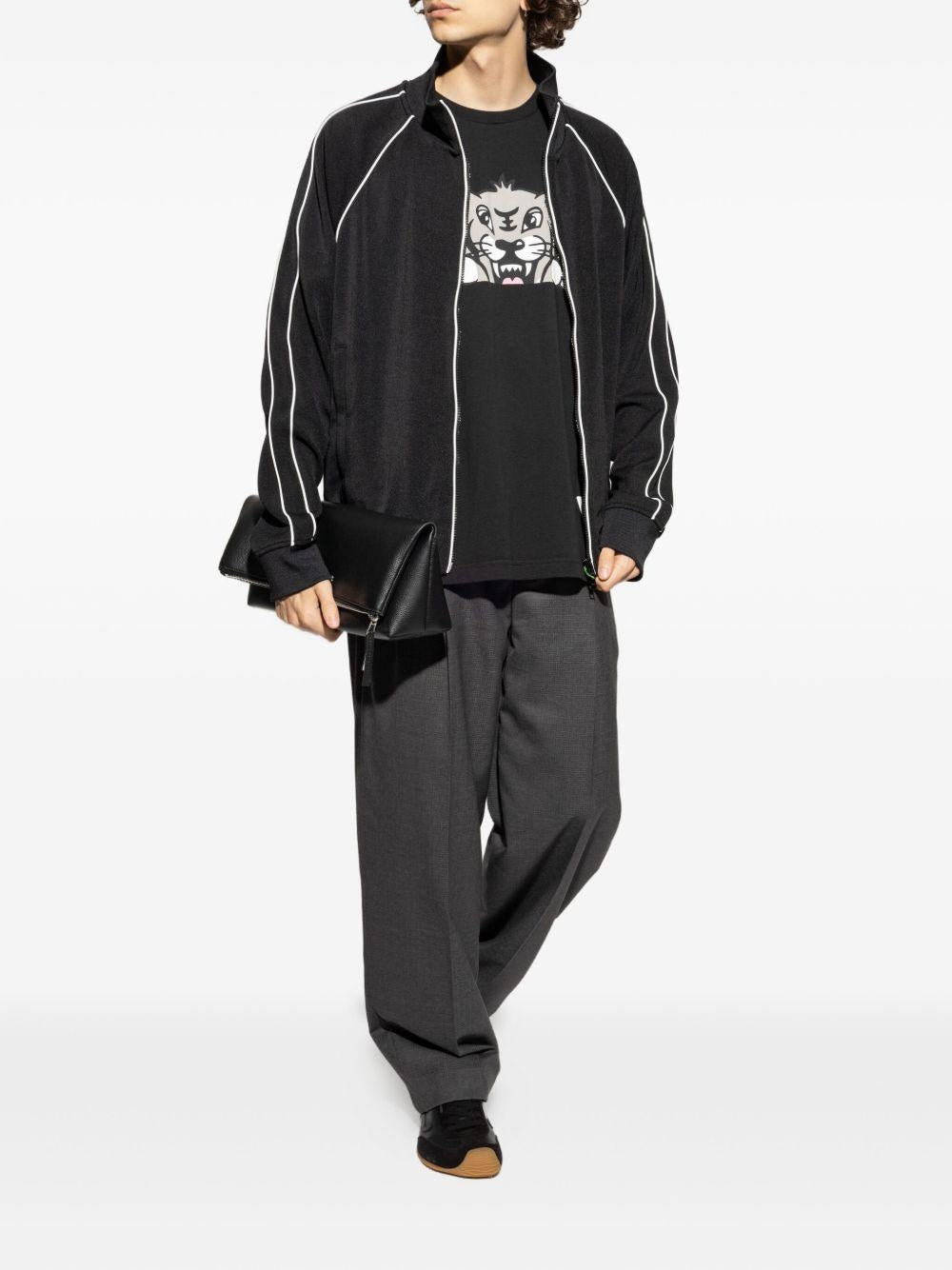T-shirt nera Happy Tiger in cotone 