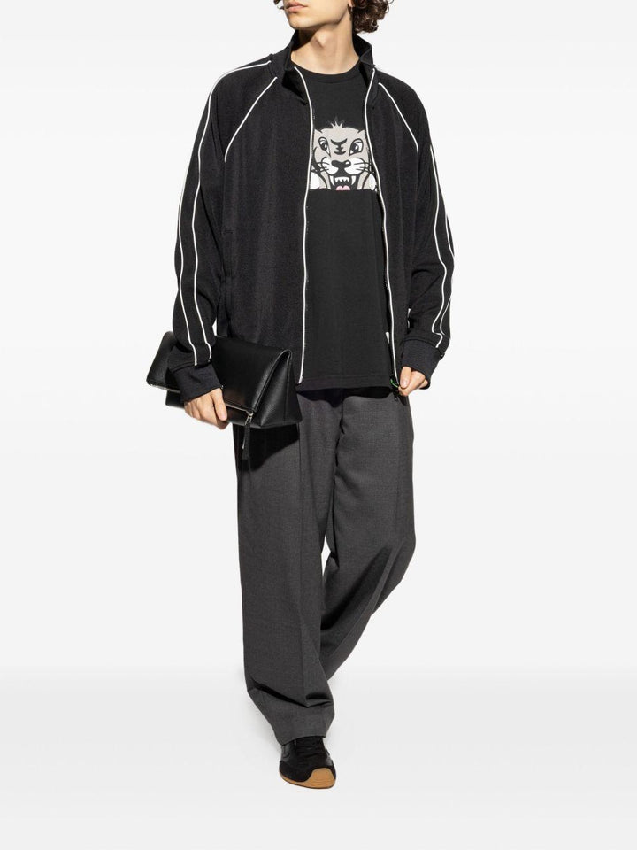 T-shirt nera Happy Tiger in cotone 