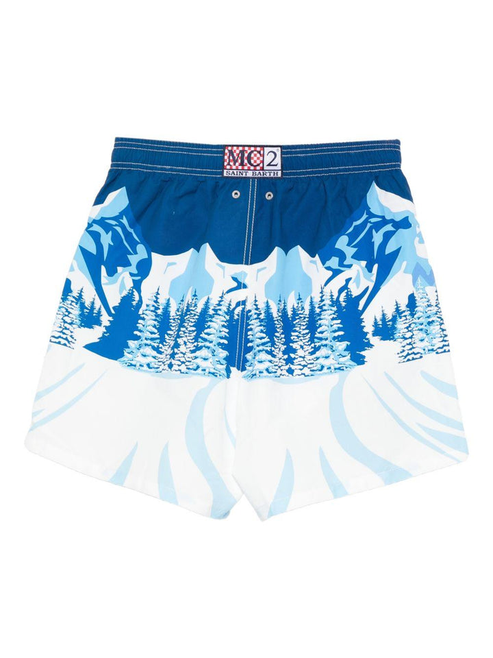 Costume da bagno blu con stampa 