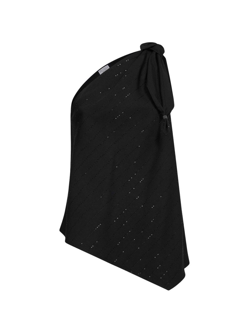 Blusa asimmetrica con paillettes 