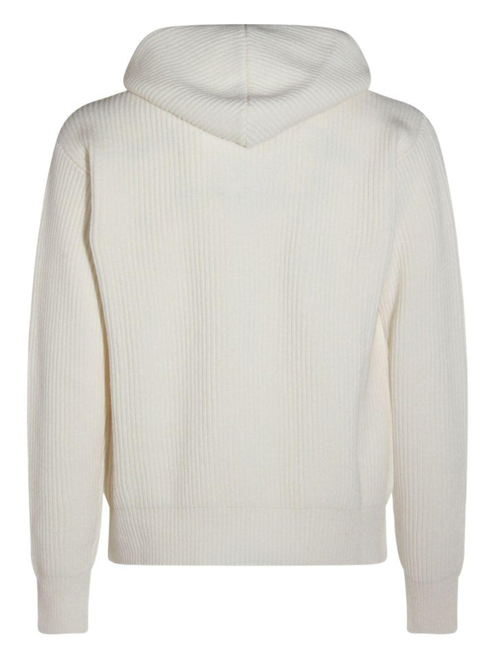 Felpa bianco opaco a coste con zip 