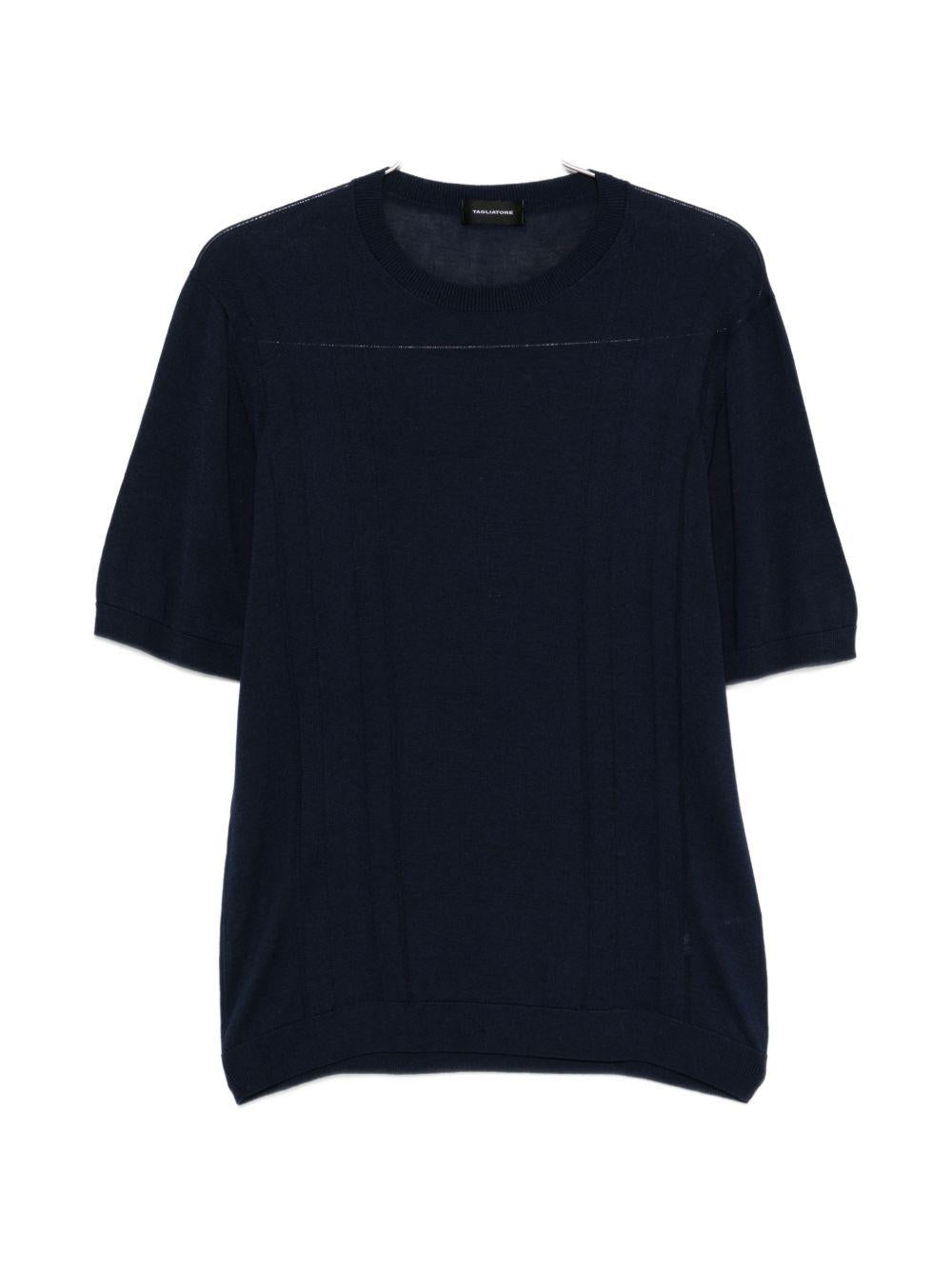 T-shirt in maglia fine blu navy 
