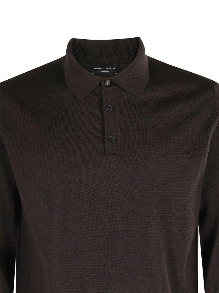 Polo marrone a maniche lunghe 