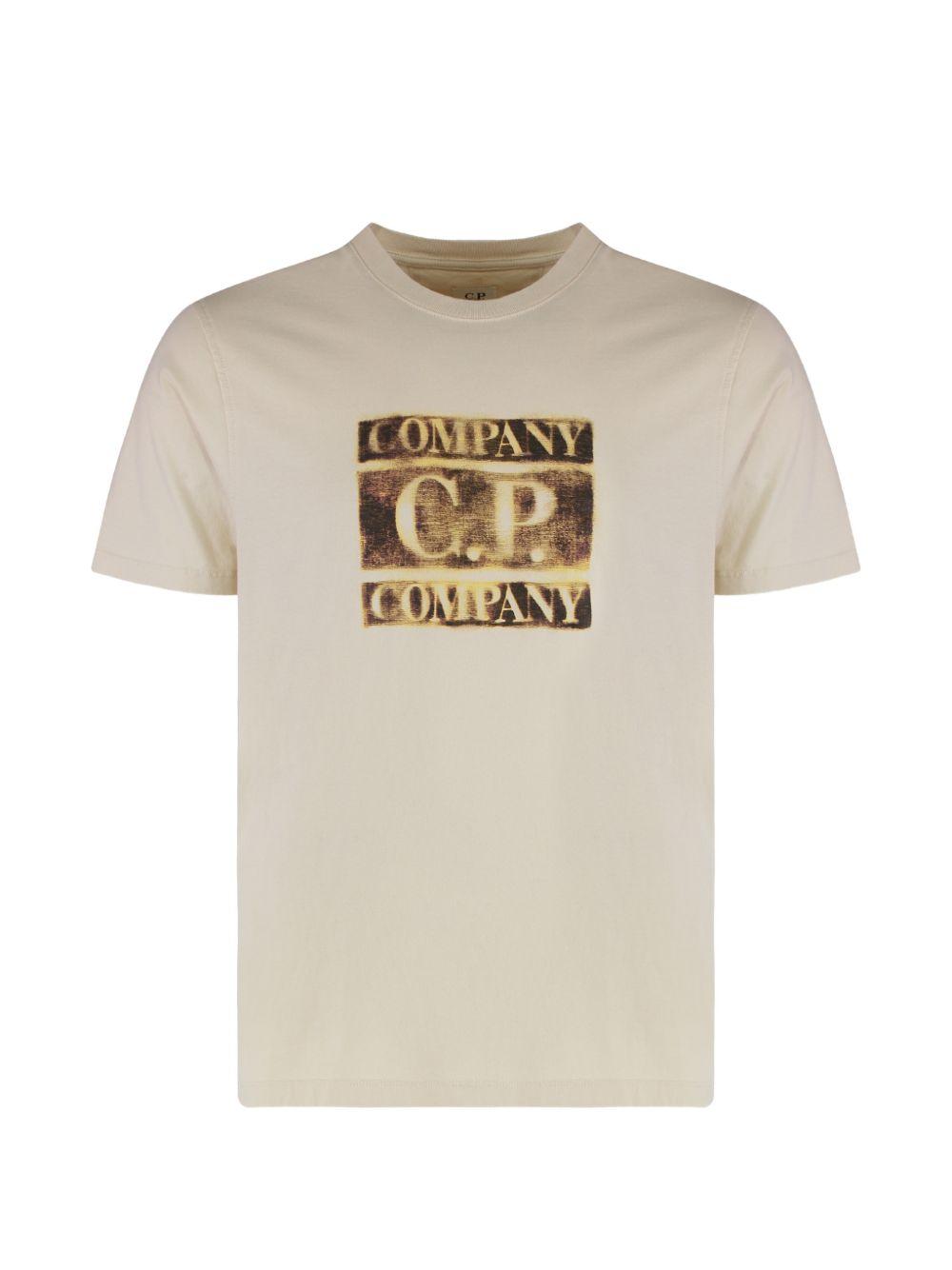 T-shirt beige con logo 