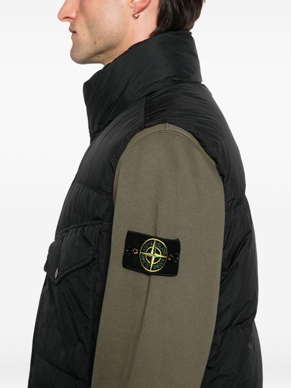 Felpa kaki girocollo con applicazione logo 