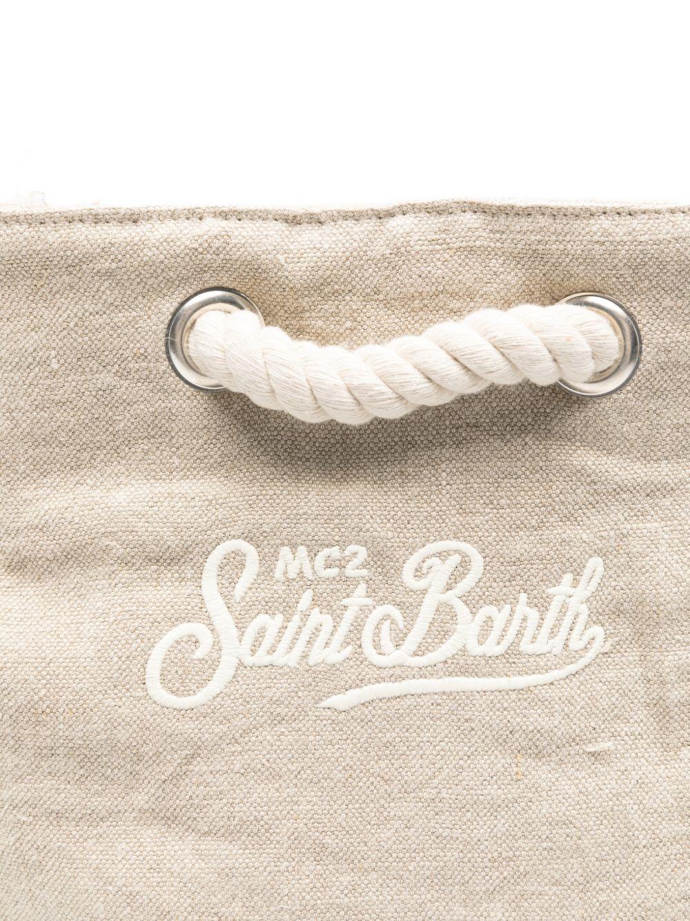 Zaino con logo ricamato e dettagli sfrangiati corda 
