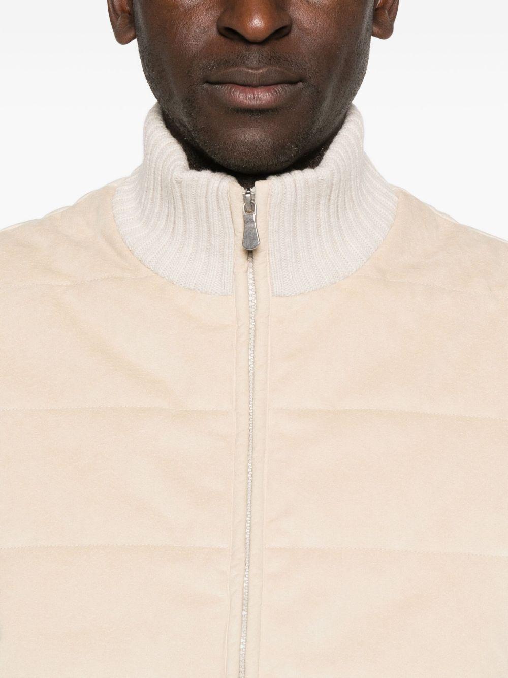 Gilet imbottito con zip écru 