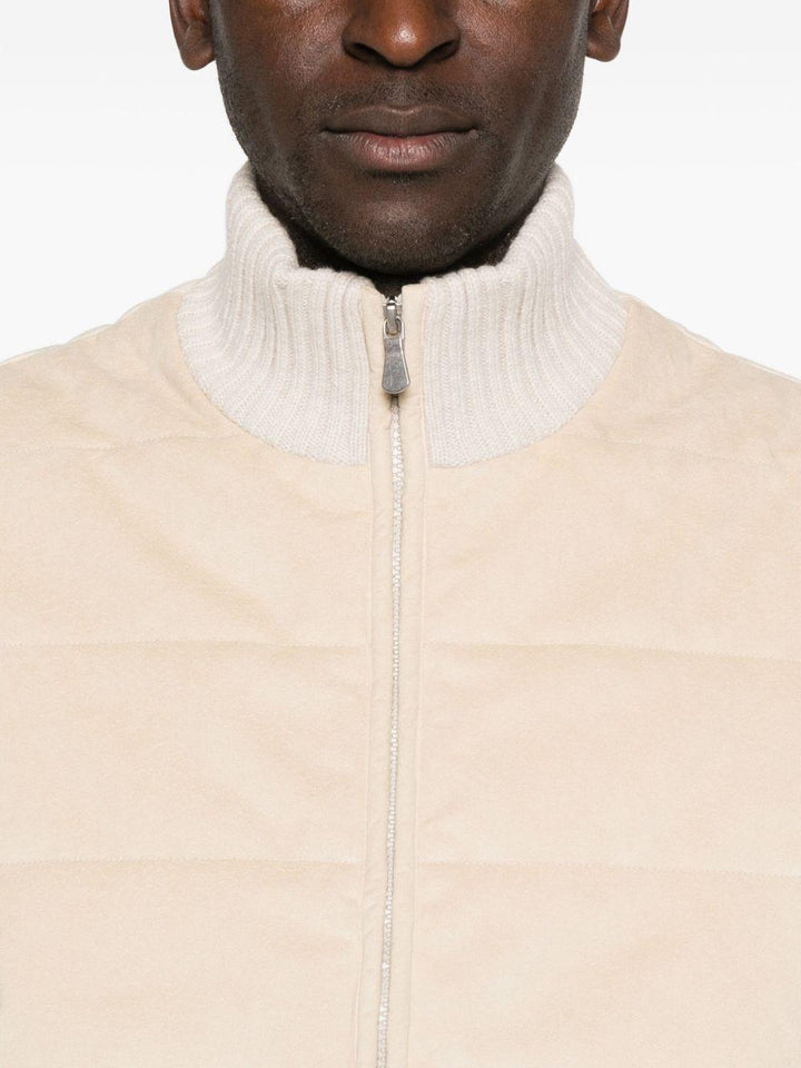 Gilet imbottito con zip écru 