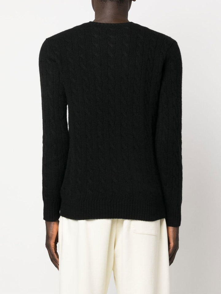 Maglione nero con ricamo Polo Pony 