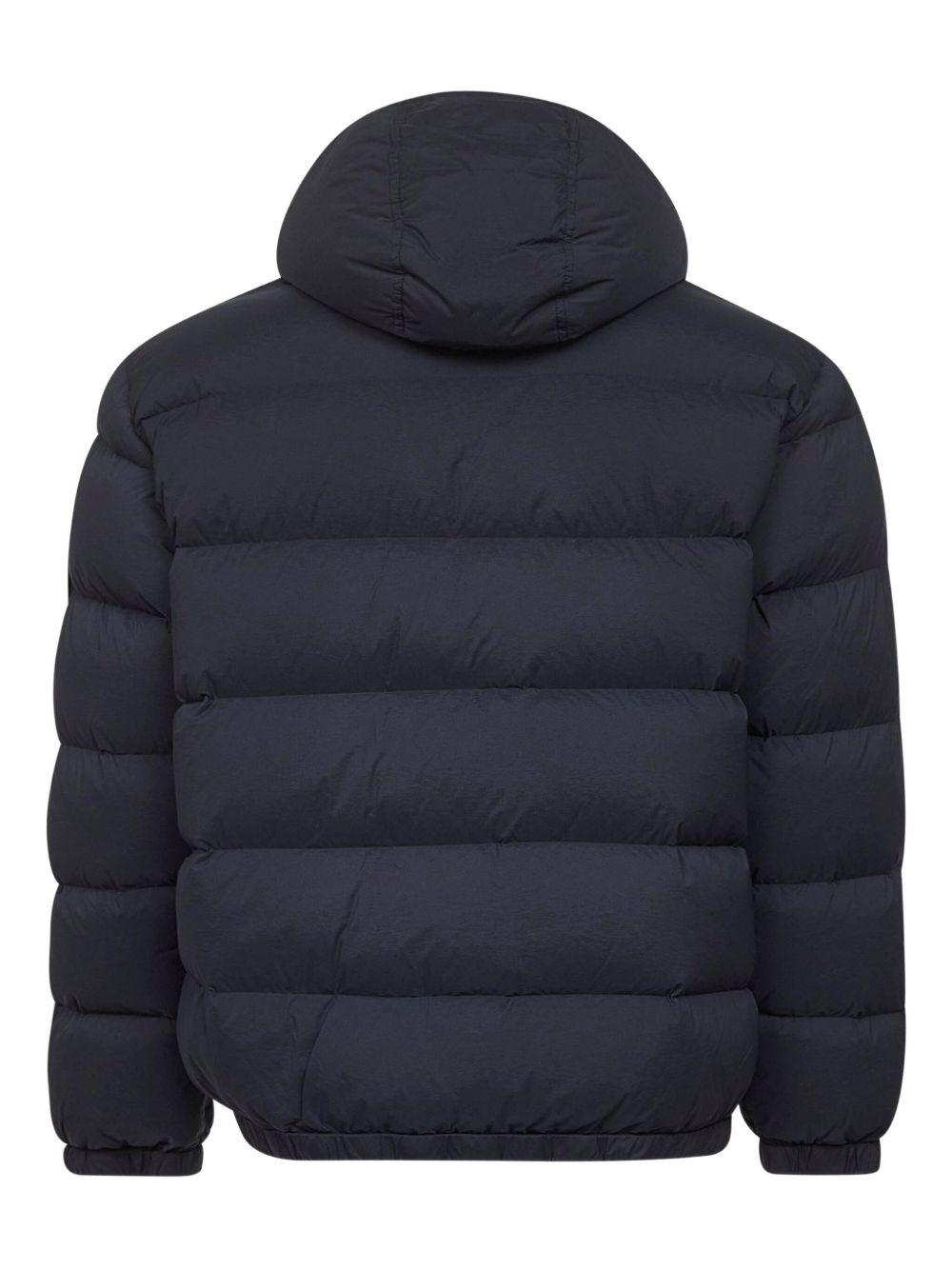 Giacca imbottita blu con cappuccio e zip doppio cursore 