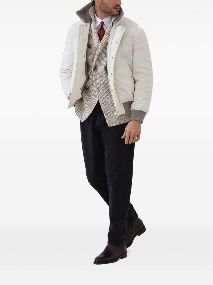 Cardigan doppiopetto beige chiaro con bottoni 
