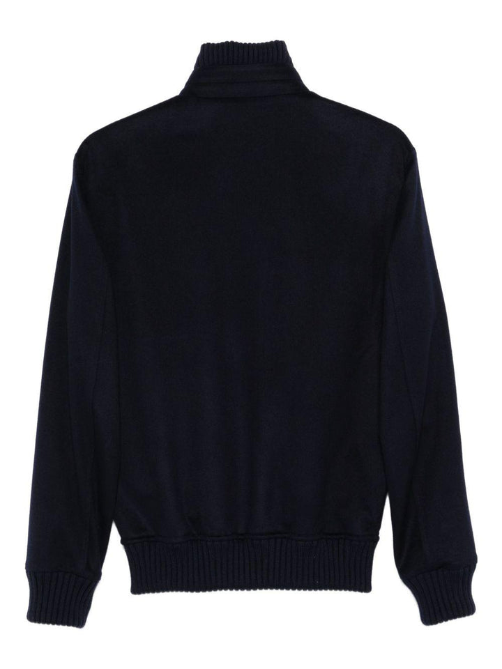 Giacca blu navy a coste con zip 
