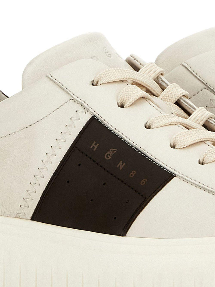 Sneakers bianche e nere H-Stripes con inserti in pelle 