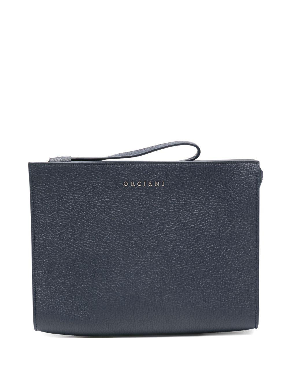 Clutch blu navy  in pelle 