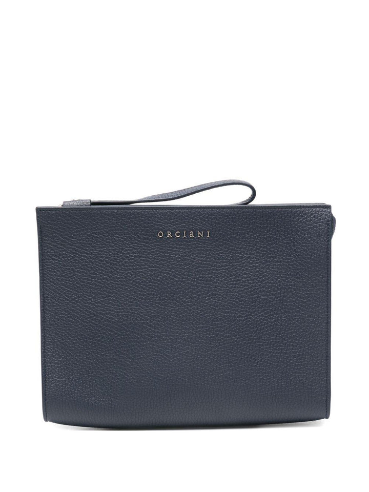 Clutch blu navy  in pelle 
