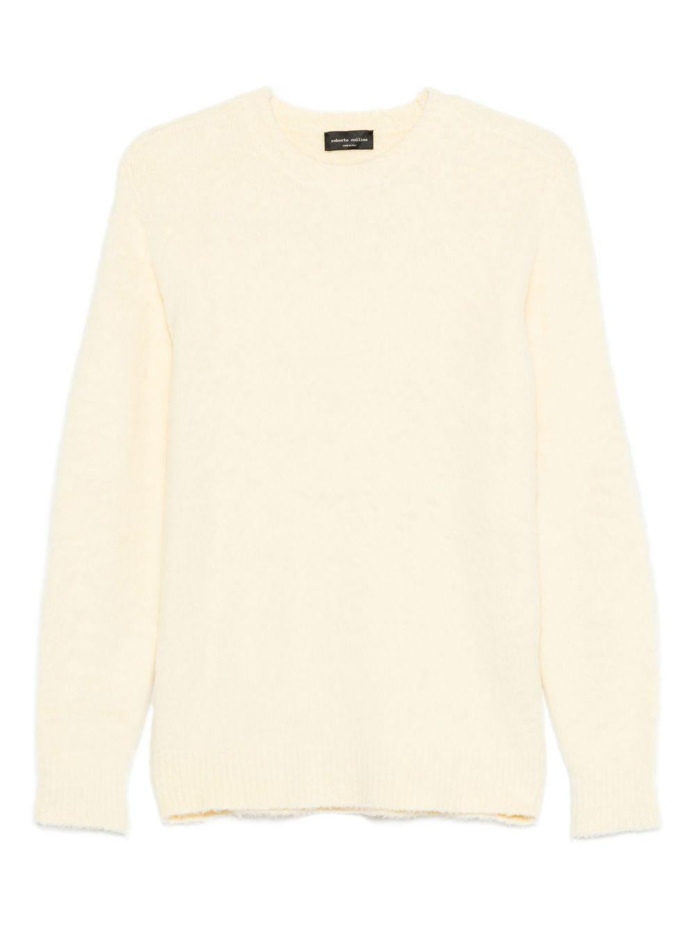 Maglione giallo effetto plush con girocollo 