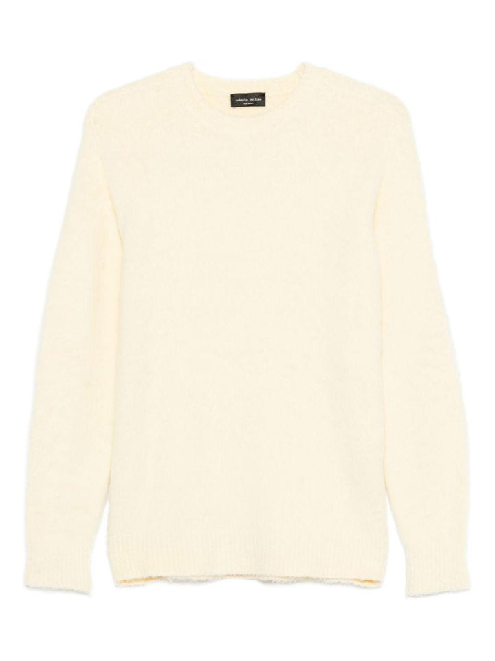 Maglione giallo effetto plush con girocollo 