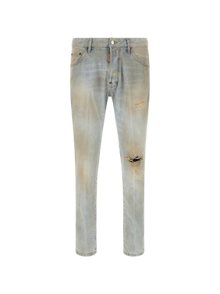 Jeans navy effetto schiarito 