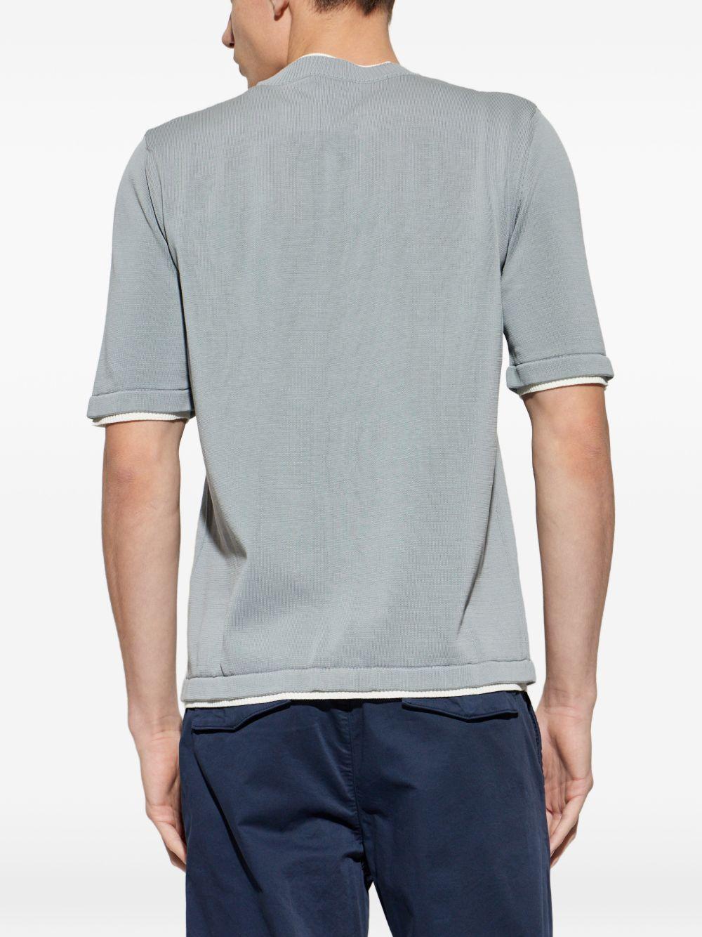 T-shirt denim e bianco girocollo 