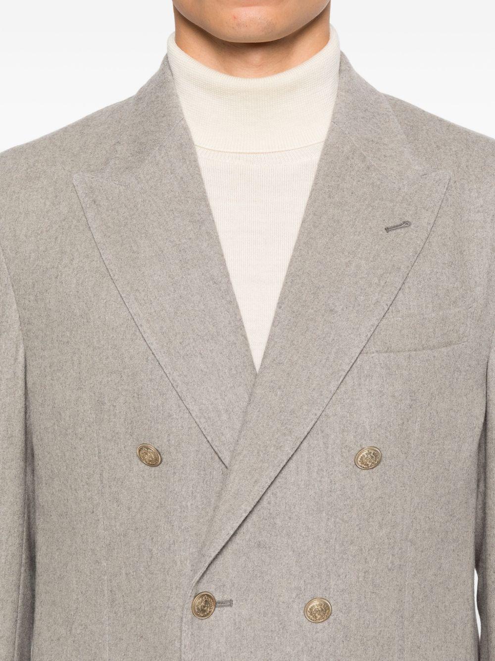 Blazer grigio doppiopetto con tasche applicate