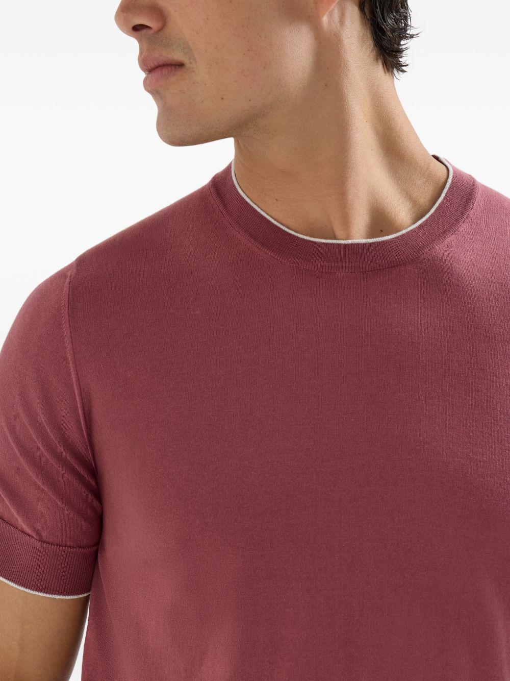 T-shirt cipolla in cotone leggero con profili a contrasto 