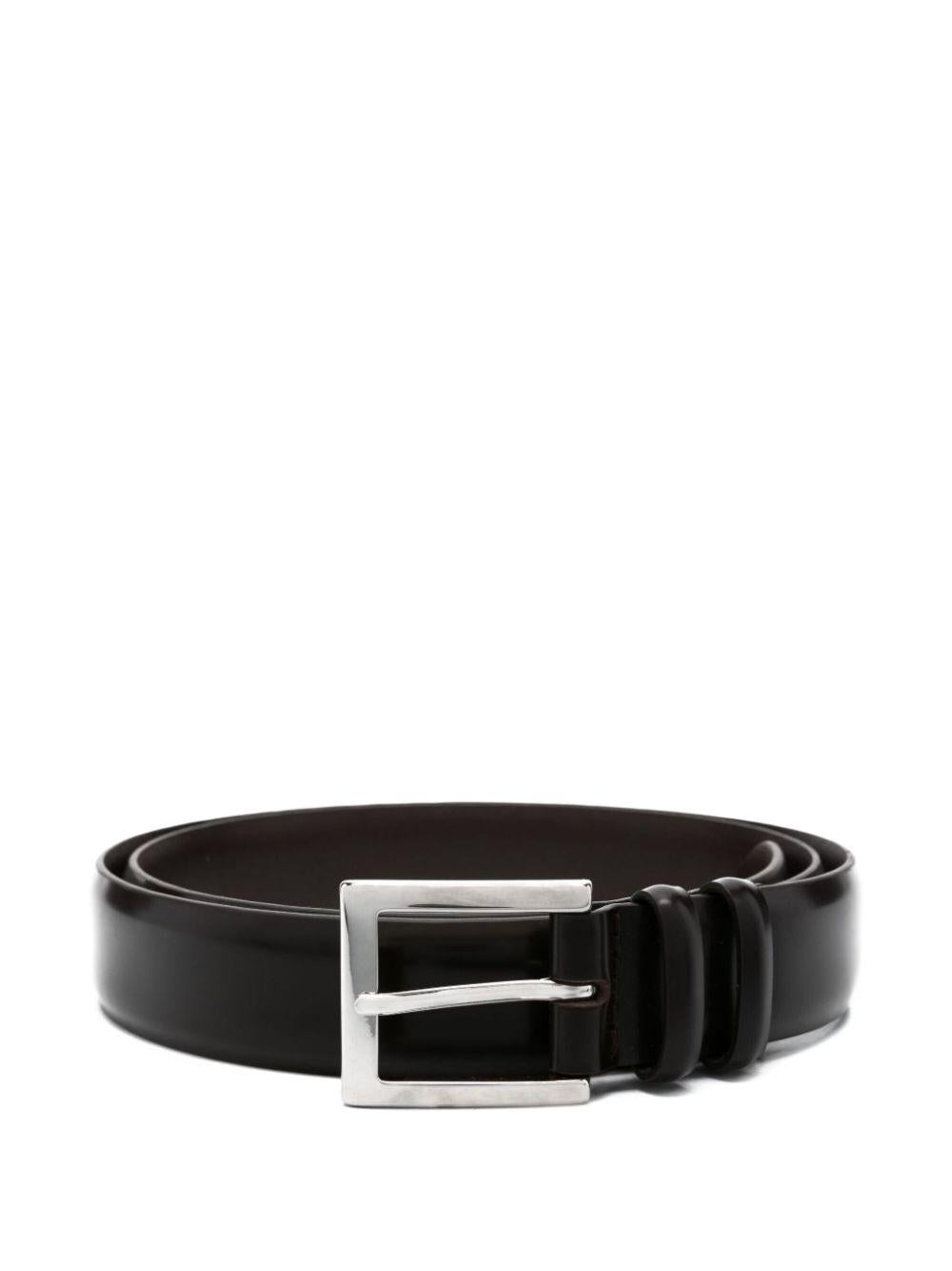 Cintura in pelle marrone con fibbia 