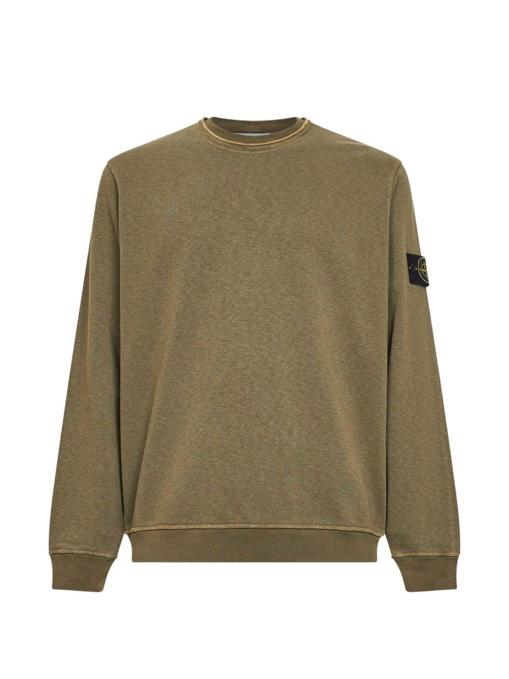 Felpa verde militare a coste con patch logo 