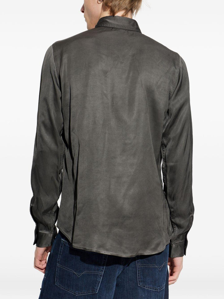 Camicia con logo ricamato grigio 