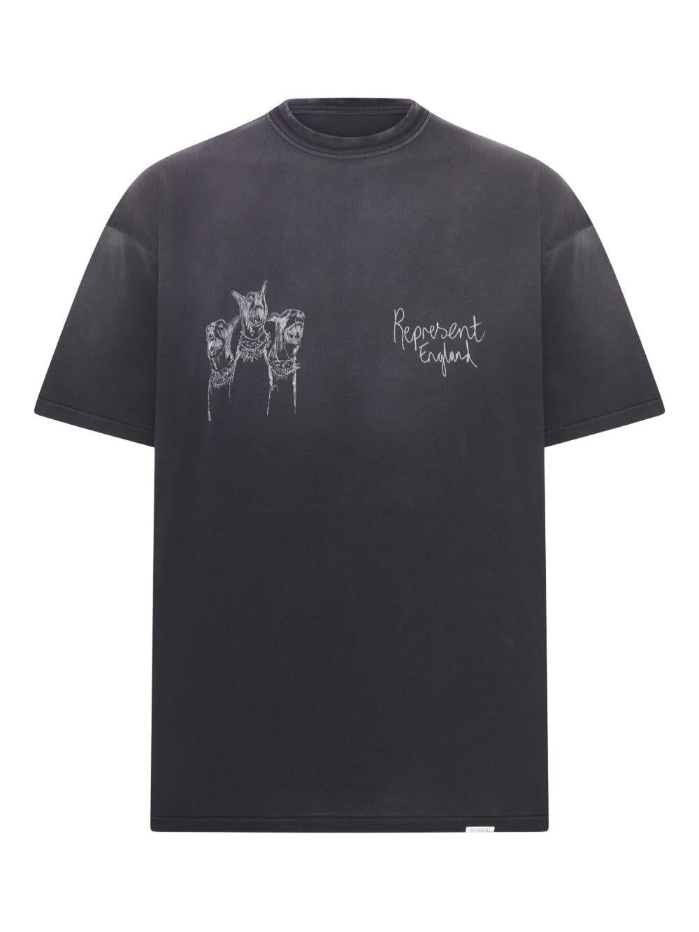 T-shirt girocollo in cotone nera 