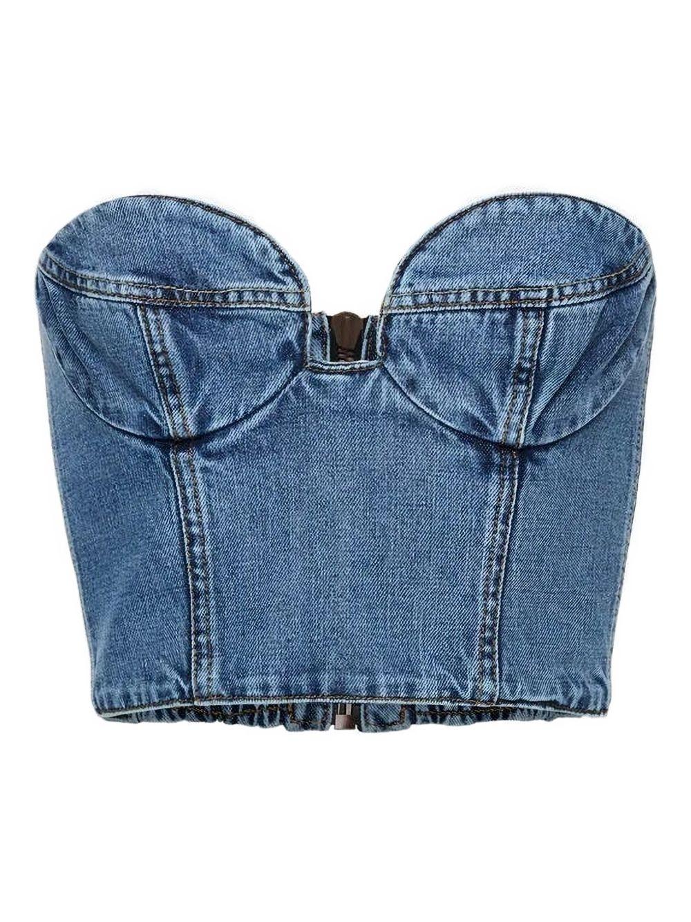 Canotta denim con zip 