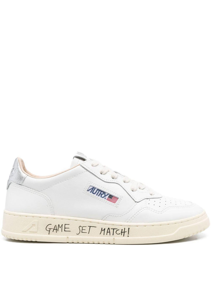 Sneakers bianche Medalist in pelle con inserto metallizzato 