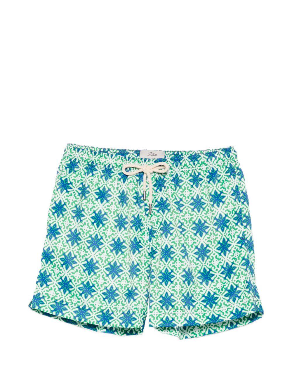 Costume da bagno con stampa geometrica verde 